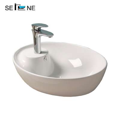 Popular Hot Sell Oem Purple Patterned Ceramic Oval Shape Size Bathroom Portable Kitchen Sink